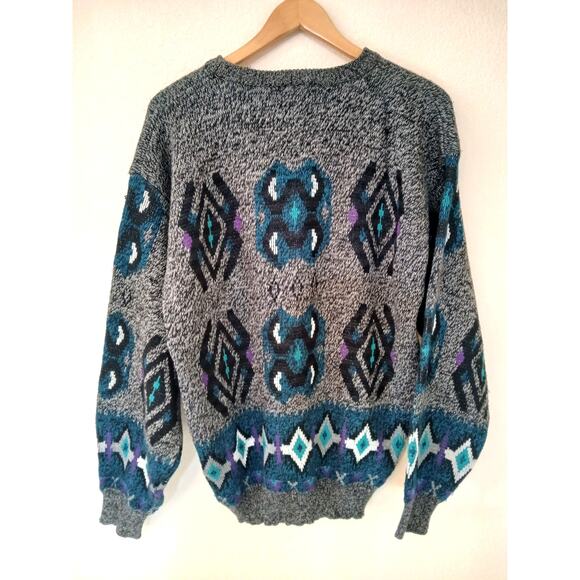 Vintage Nuovo new forces 80s abstract gray and blue sweater - Picture 2 of 4